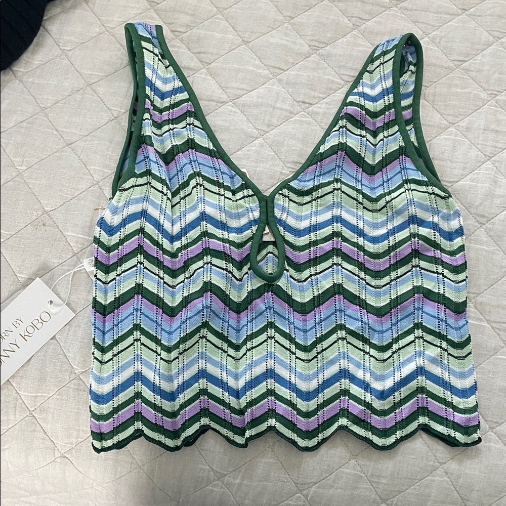 Torn by Ronny Kobo Multicolor Chevron Tank Top